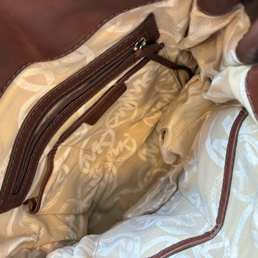 Authentic Michael Kors hamilton tote in raffia/straw and chocolate brown leather - Picture 5 of 5